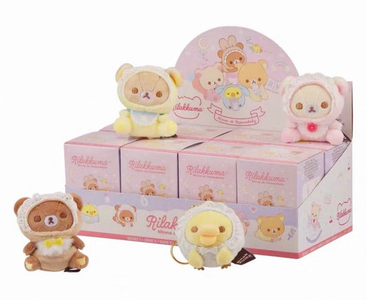 Rilakkuma Baby Bonnet Plush Keychain Blind Box (Random 1 Piece)